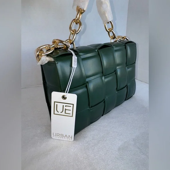 New Urban Expressions Dark Hunter Green Woven Shoulder Women’s Bag Purse-NWT - Picture 5 of 14